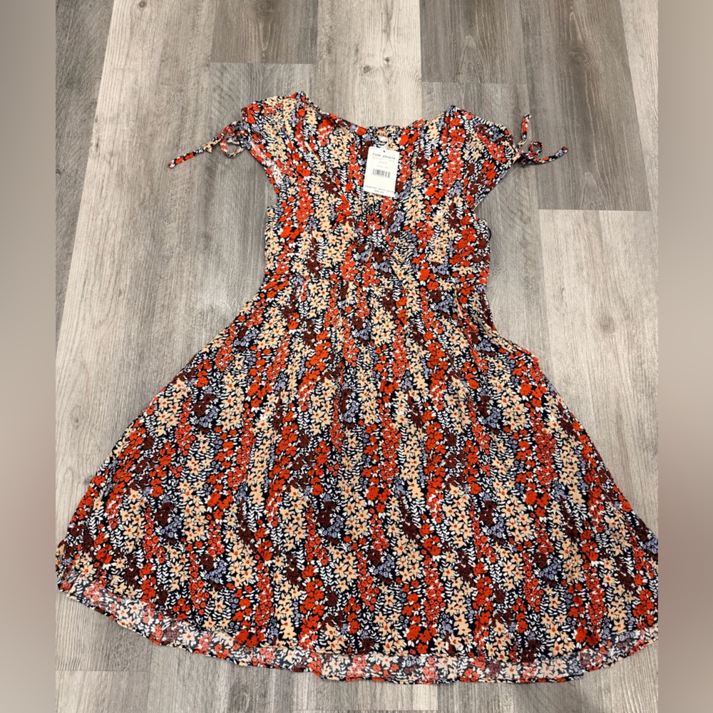 Free People Red and Cream Floral Dress
